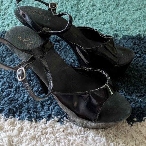 Elle Black Platform Heels Size 9 - Picture 5 of 6